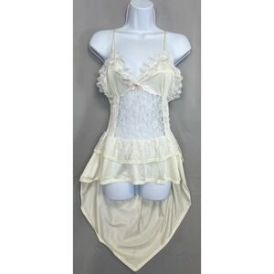 Vintage Lady Cameo Dallas 100% Nylon Women's BabydollIvory Small‎ High-Low